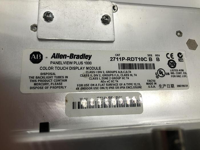 Used ALLEN BRADLEY PANELVIEW PLUS 1000 SERIES B WITH CONTROLNET MODULE