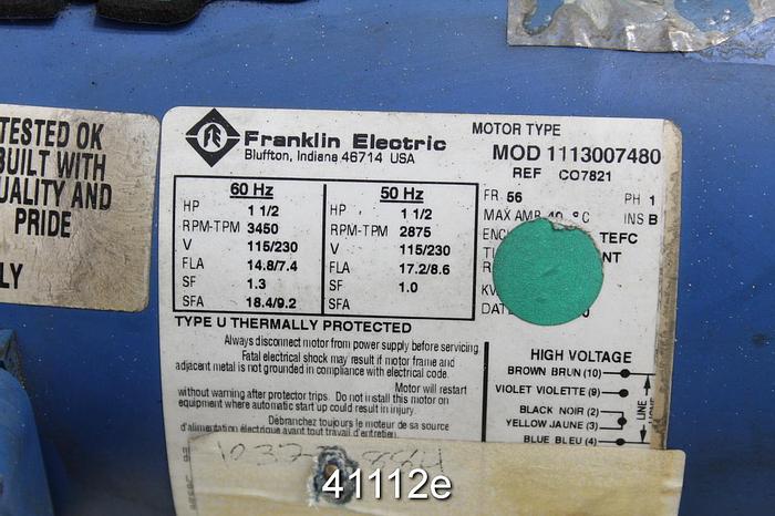 Used Goulds NPE Single Stage Centrifugal Pump, 1.5x2x6 #41112