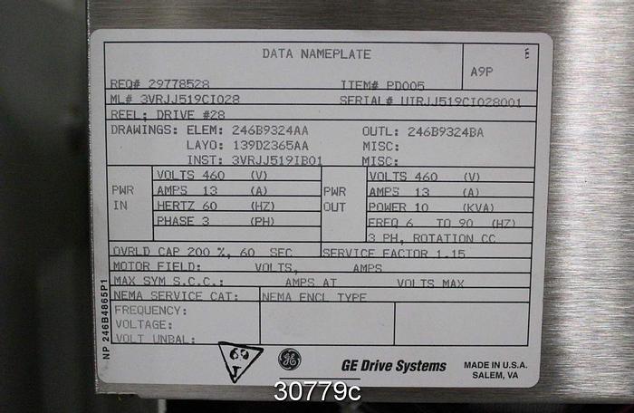 Used General Electric AC2000 Adjustable Speed Drive 3VRJJ519CI028 #30779