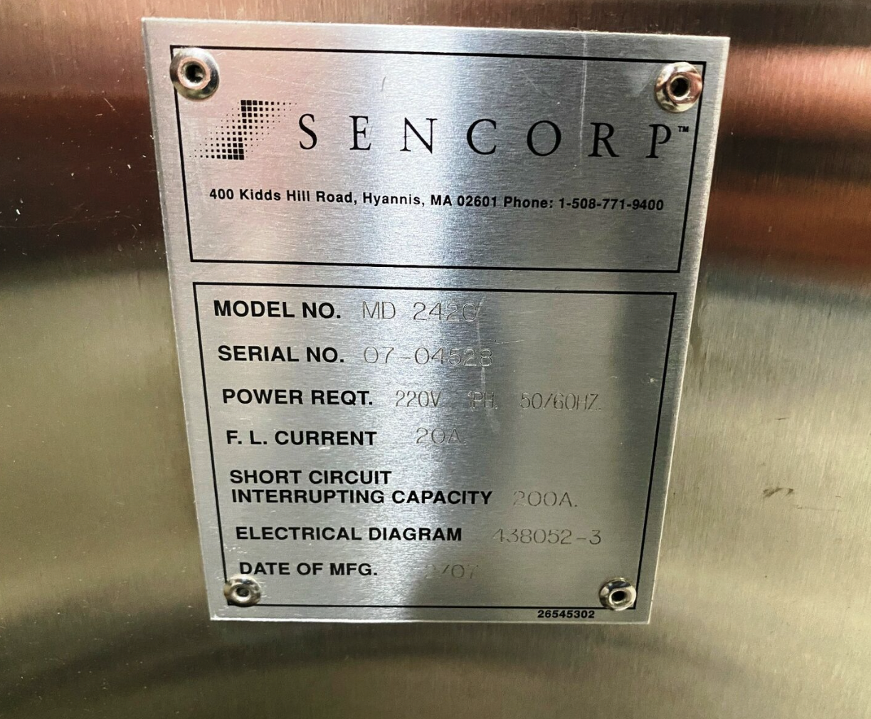 Used Sencorp White Blister Pack MD 2420 Tray Sealer