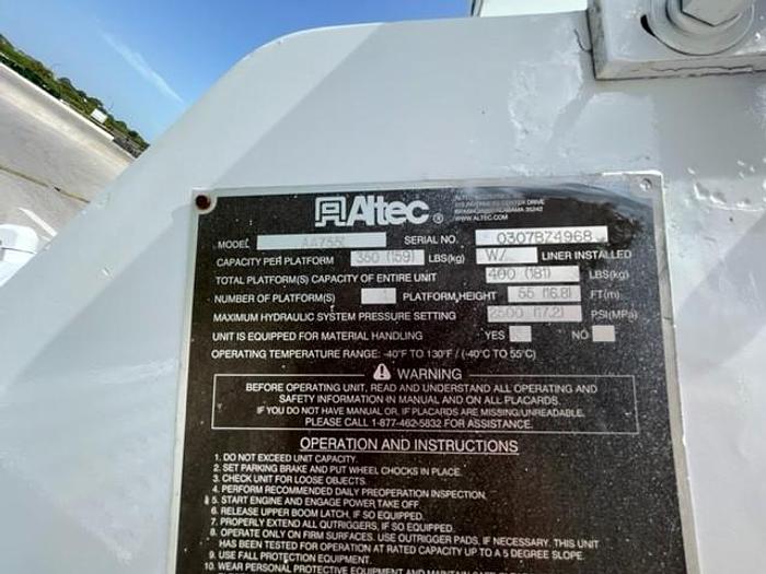 Used Altec AA755L 60ft Bucket Boom on 2007 Freightliner M2-106 Reg Cab Utility Truck - C28781