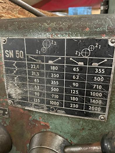 Used BRUGT DREJEBÆNK FABRIKAT TOS, MODEL SN 50 B