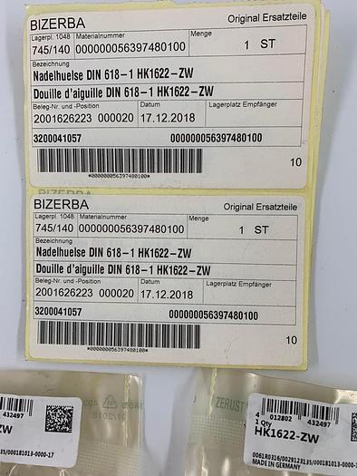 Bizerba Spare Parts Nadelhuelse DIN 618-1 HK1622-ZW Part No. 56397480100