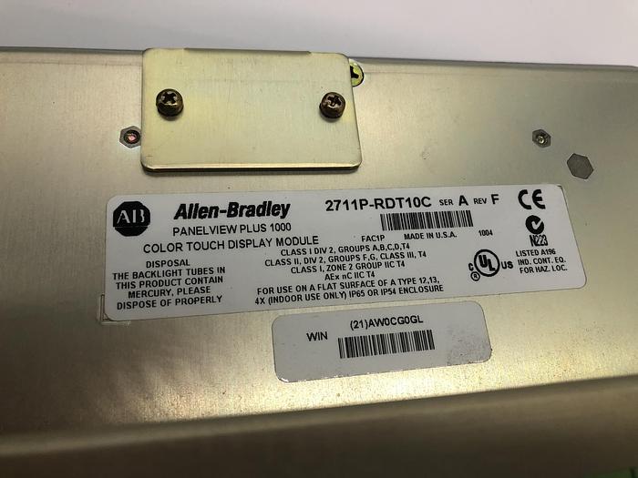 Used ALLEN BRADLEY PANELVIEW PLUS 1000 SERIES A WITH LOGIC MODULE