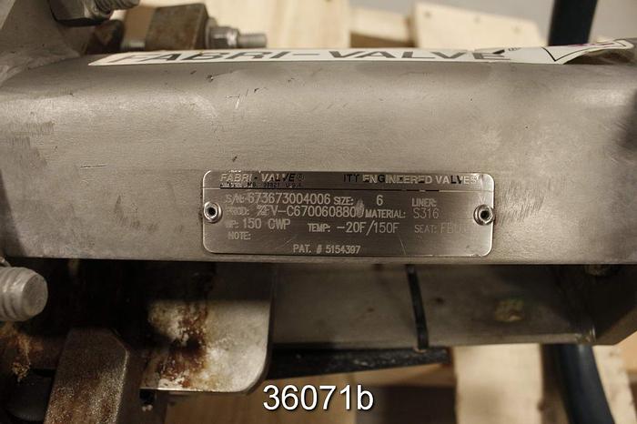 Used Fabri 6" Hand Operated Knife Gate Valve #36071