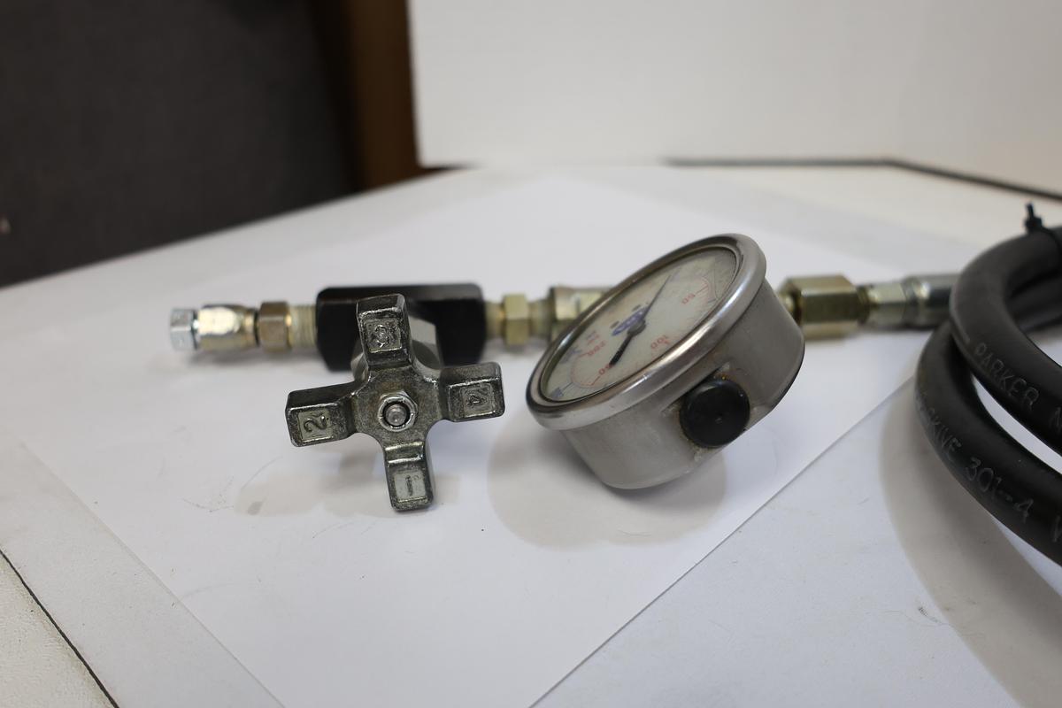 Used Industrial 5000 PSI Pressure Test Hose Assembly 6' Dual 3000 PSI Gauges