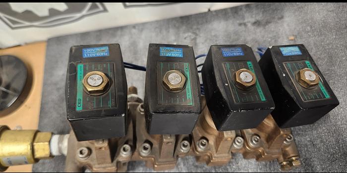Used Solenoid Valve Ass'y w/Saginomiya ANR604G1 & (4)CKD GAP1X Solenoids - GHB-47