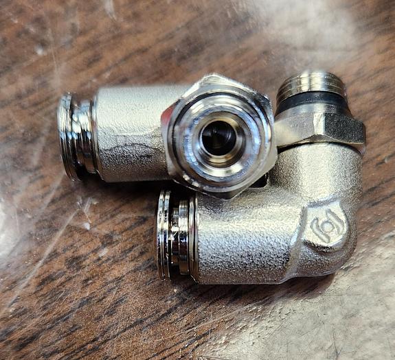 AIGNEP NP BRASS PUSH-IN FITTING 1/4" TUBE X 1/8" UNIV MALE SWIVEL ELBOW - GHGC-D20