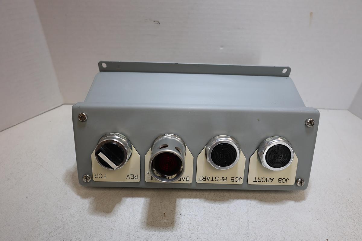 Used Allen-Bradley Industrial Control Box Job Abort Restart Rev/For Selector