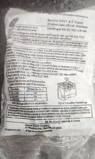 GE TCAL18 (3 Pack) 150 Amp Circuit Breaker Lug - GHGC-D20