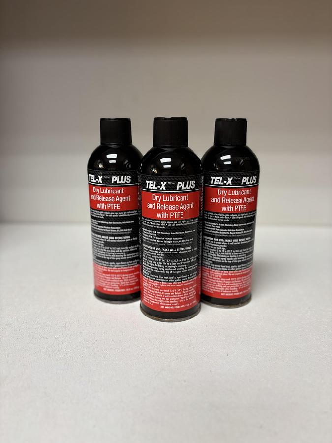 Used (Lot of 3) TEL-X Plus Dry Lubricant and Release Agent with PTFE 10.5oz GHA-7