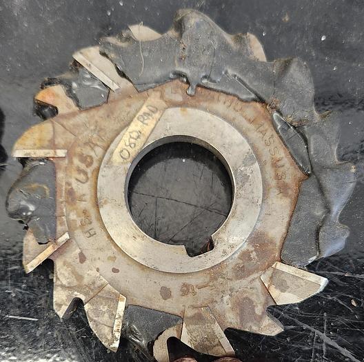 Used LOT OF 6 ASSORTED HSS MILLING CUTTERS 4" DIA X 5/16" 5/8" 7/8" 3/4" CUT WIDTHS - GHB-49