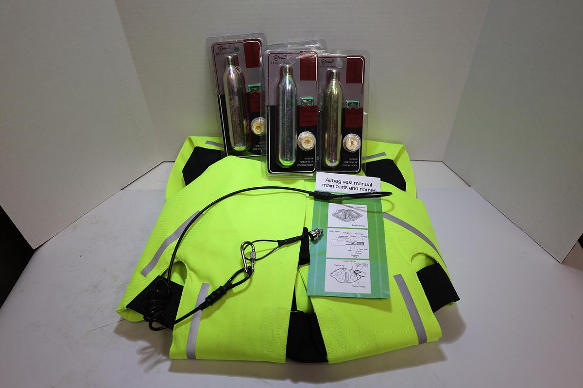 Nuoniu Motorcycle Airbag Safety Vest Hi-Vis Yellow w/ 4 CO2 Cartridges NEW