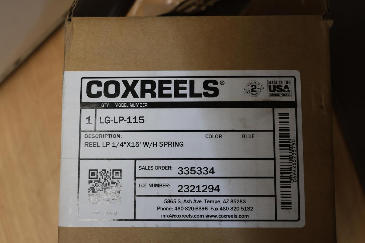 Coxreels LG-LP-115 Spring Retractable Air Hose Reel 1/4" x 15' New