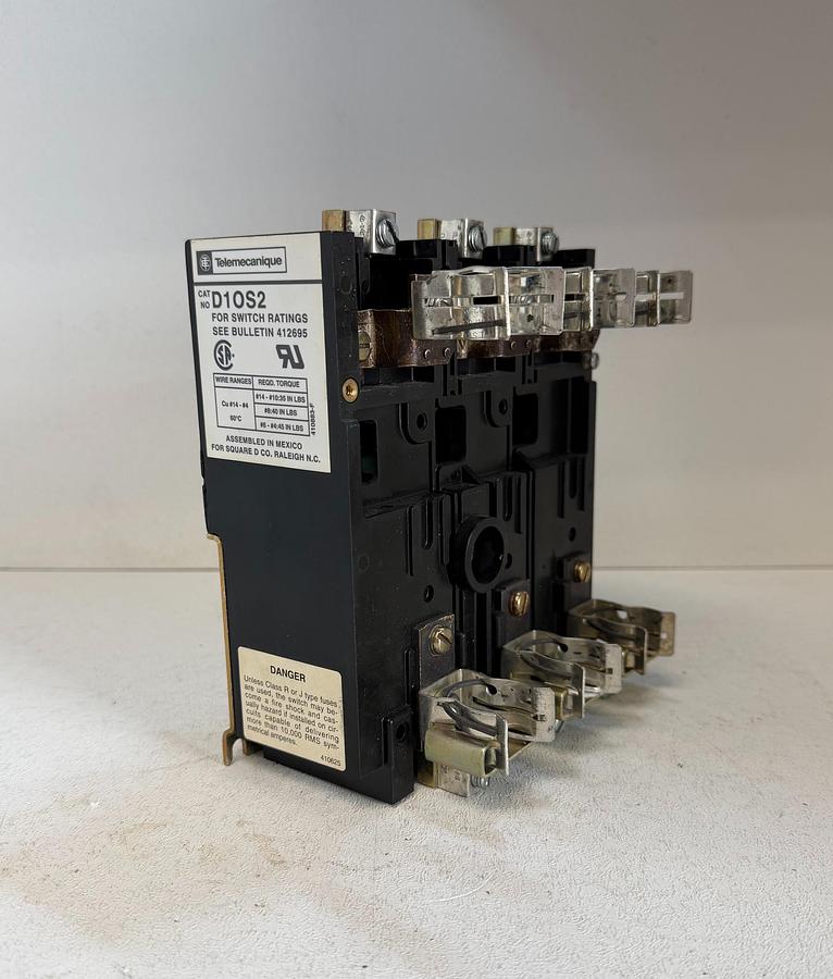Used Telemecanique D10S2 Disconnect Switch 60A 600VAC GHA-185