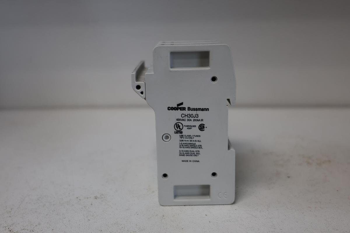 Used Eaton Bussmann CH30J3 Modular Fuse Holder – 30A, 600V, 3-Pole, DIN Rail Mount GHA-54
