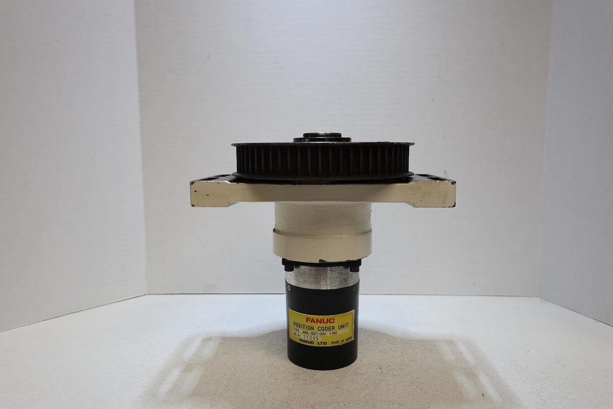 Used Fanuc A86L-0027-0001#002 Position Coder Unit w/ Pulley & Mount Used
