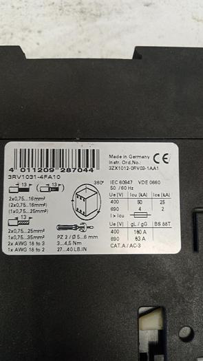 Used Siemens 3RV1031-4FA10 600V Circuit Breaker GH105
