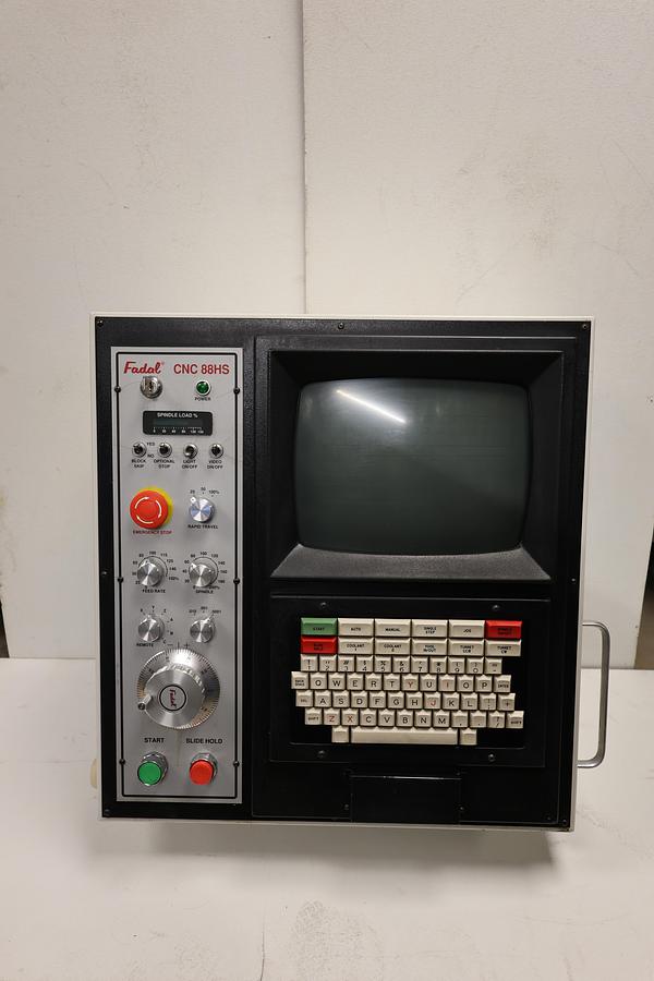 Used Fadal CNC 88HS Control Panel Operator Console CRT Keyboard Emergency Stop GHA-12