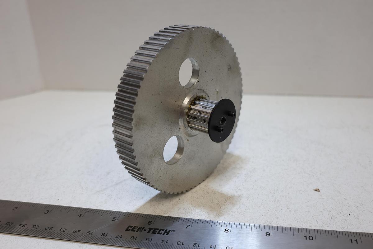 Used Industrial Aluminum Timing Belt Pulley 5" OD w/ Hub Assembly P/N 1895522