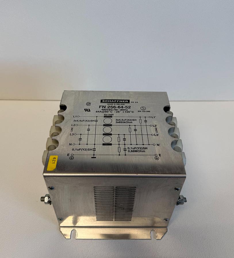 Used Schaffner Mains Filter / FN 256-64-52 / 480VAC/50-60Hz GHC-26