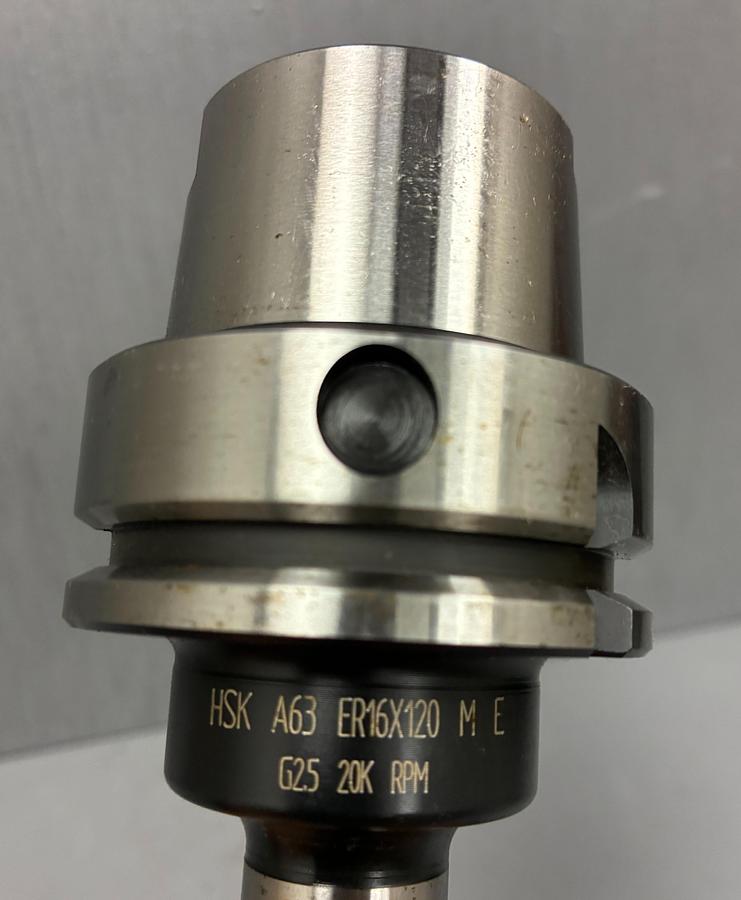 Used HSK A63 ER ER16X120 M E G2.5 20K RPM Collet Chuck Tool Holder HSKA63 GHC-6