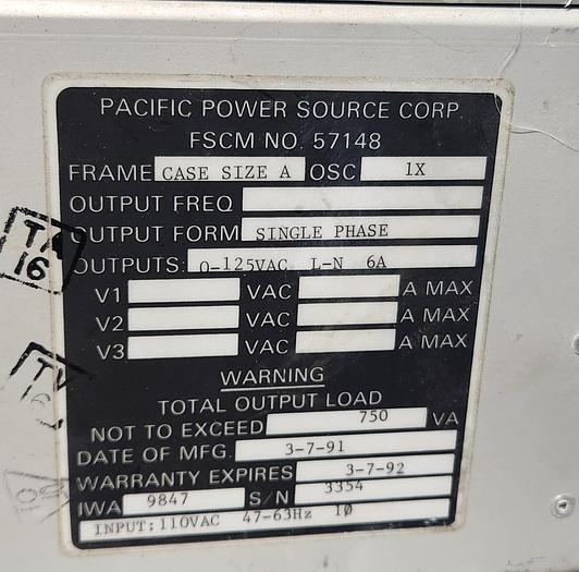Parts Only Pacific Power MDL 108K-XR Power Source - GHB-53