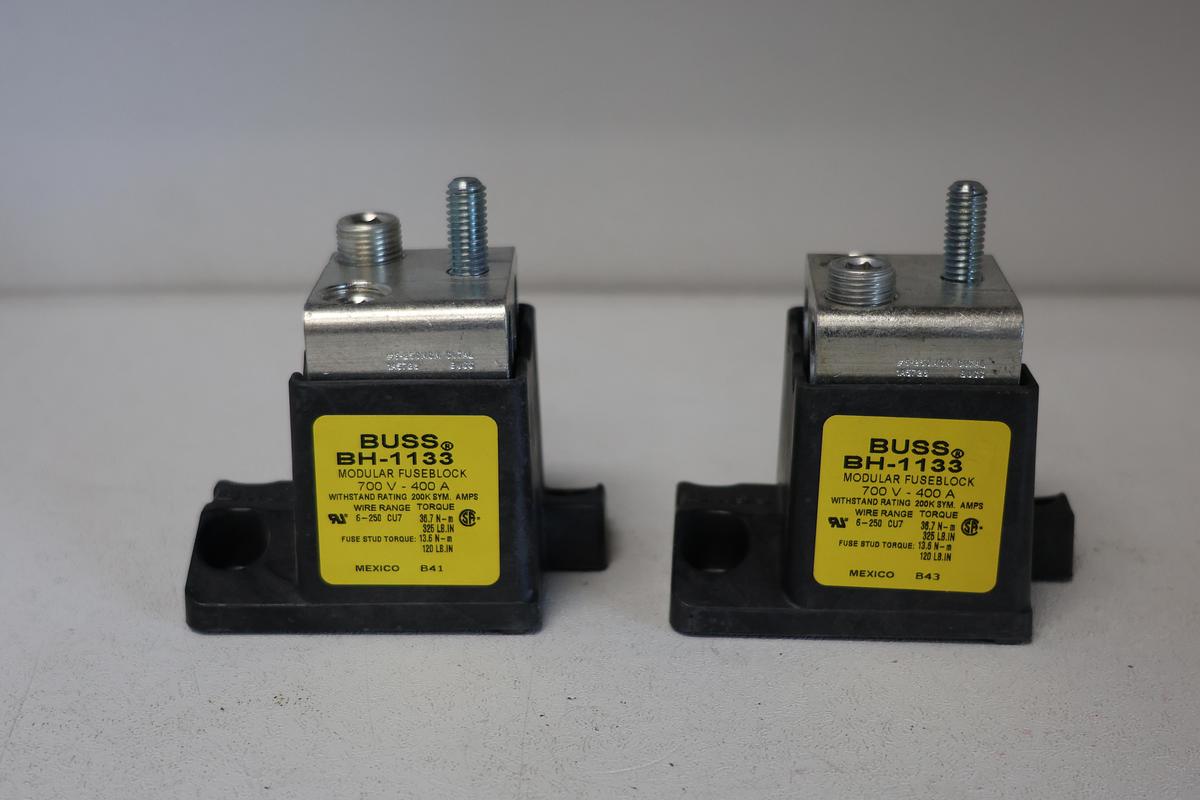 Used (Lot of 2)Bussmann BH-1133 Modular Fuse Block – 400A, 700V High-Speed Semiconductor Fuse Holder GHA-54