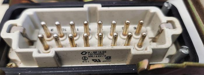 Used 20x12x8 Electrical Box 4 Encl. Gland Plate w/16 SS Connector 16 Pin Male 600 V - GHB-88