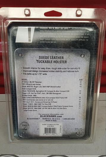 BLACKHAWK! Suede Leather Tuckable Holster 2" 5 shot .38/.357 Revolver-GHC-1-(A2)