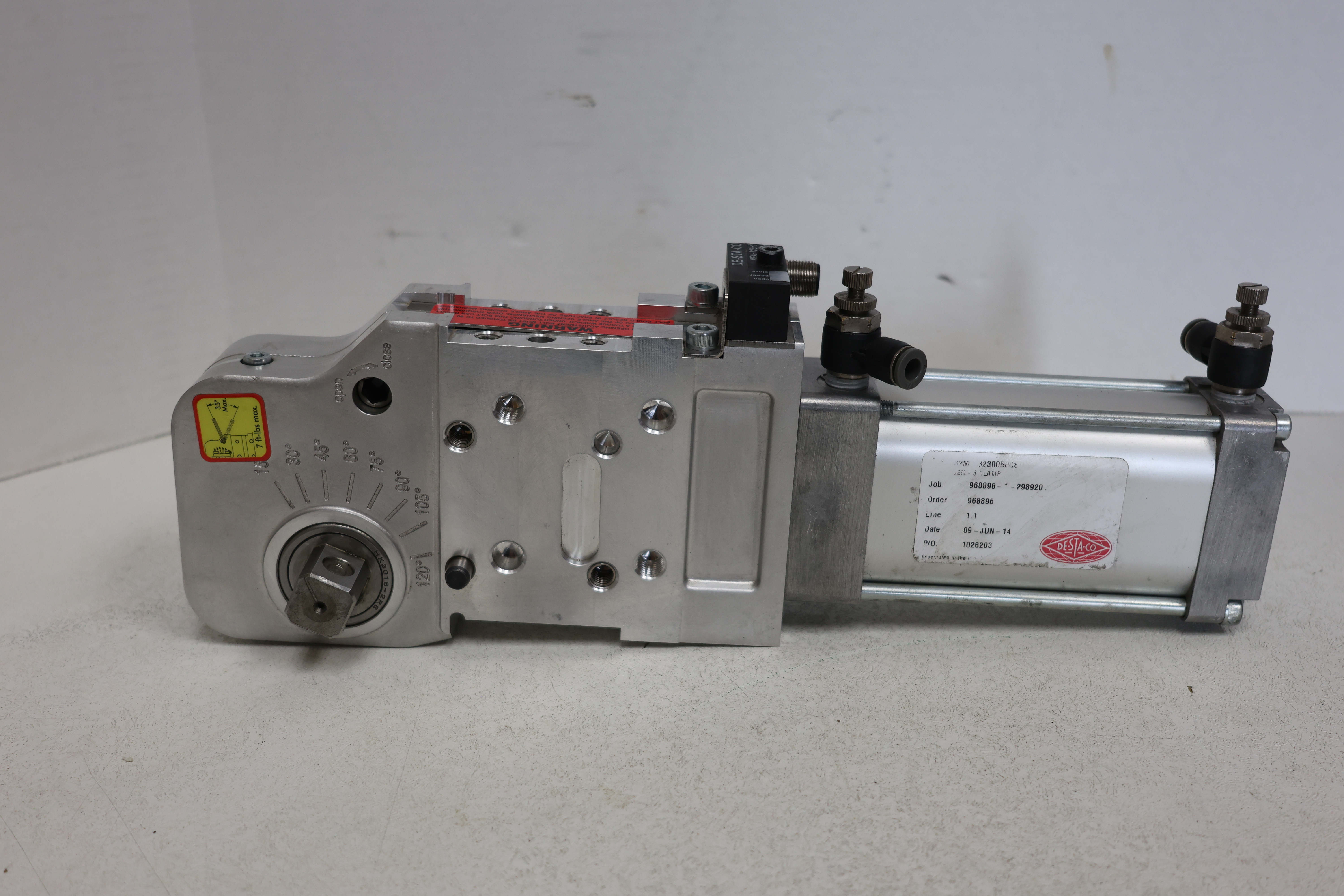 Used DESTACO 82M-323005NC8 Pneumatic Power Clamp 90 lb-in M14 Connector GHA-141-C1