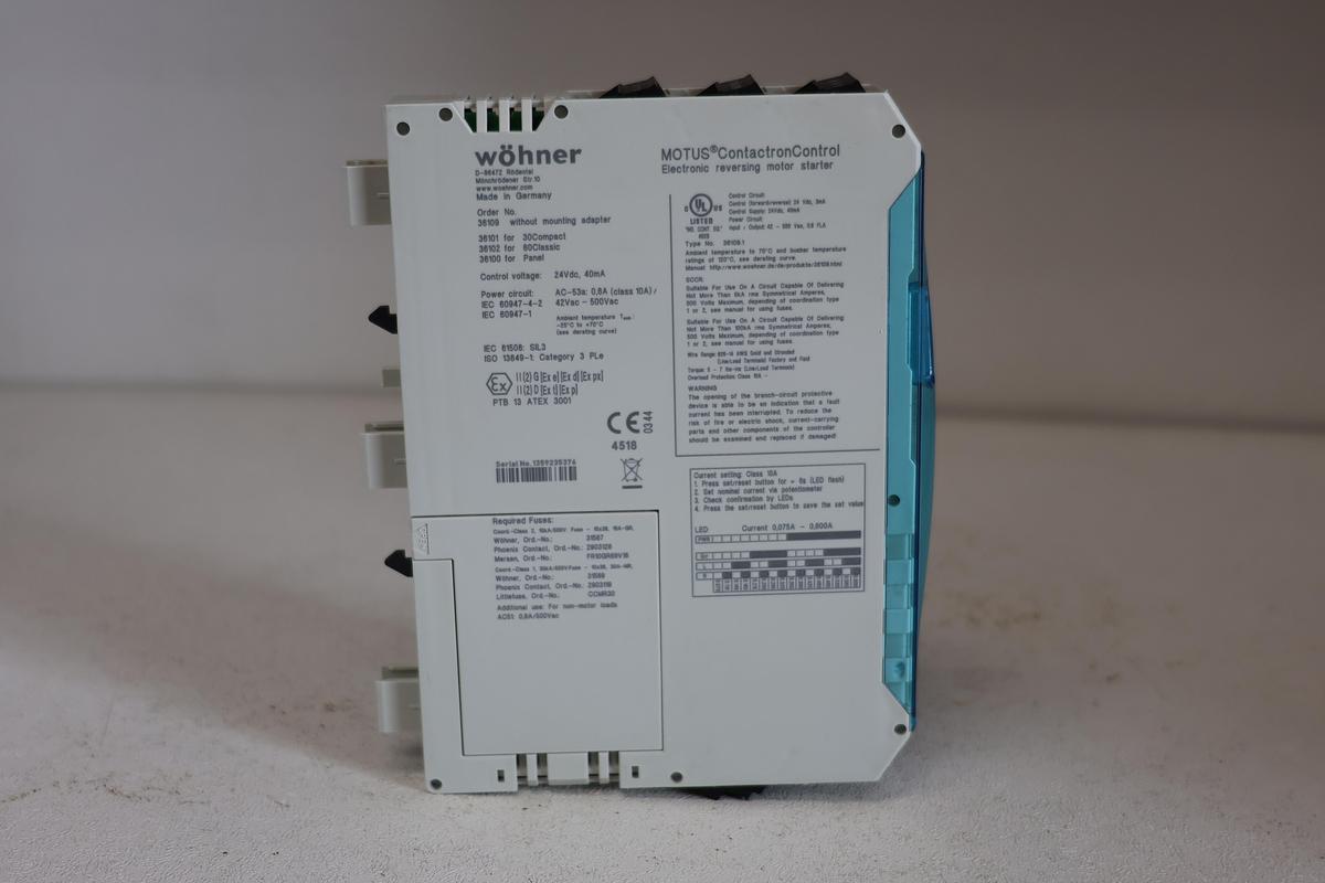 Used Wohner MOTUS Contactron Control 0,6A – Hybrid Motor Starter 36109  GHA-54