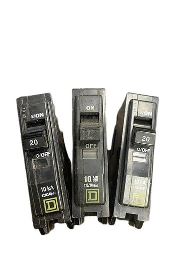 Used 3 Pack Square D 20 Amp Circuit Breakers