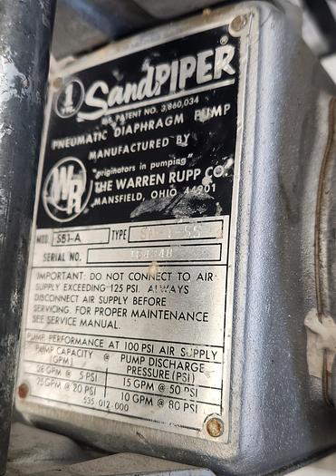Used Sandpiper SB1-A SN-1-SS Pneumatic Diaphragm Pump 1-1/2" Inlet - GHA-46
