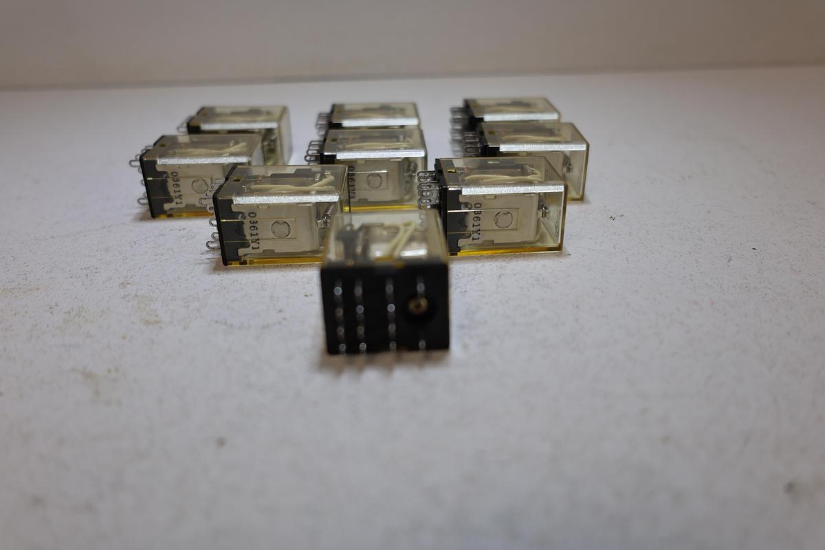 Used Omron MY4 Relay Lot of 9 – 24V DC Coil – 14-Pin 4PDT – General Purpose GHA-186