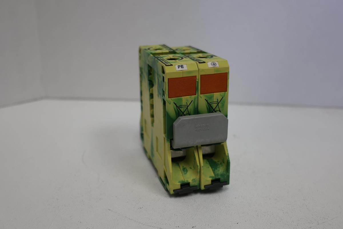 Used WAGO Power Cage Clamp 2 Conductor Ground Terminal Block Model: 285-1187 2 Conductor GHA-187