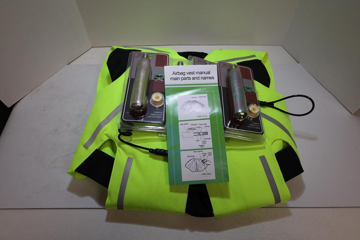 Nuoniu Motorcycle Airbag Safety Vest Hi-Vis Yellow w/ 4 CO2 Cartridges NEW