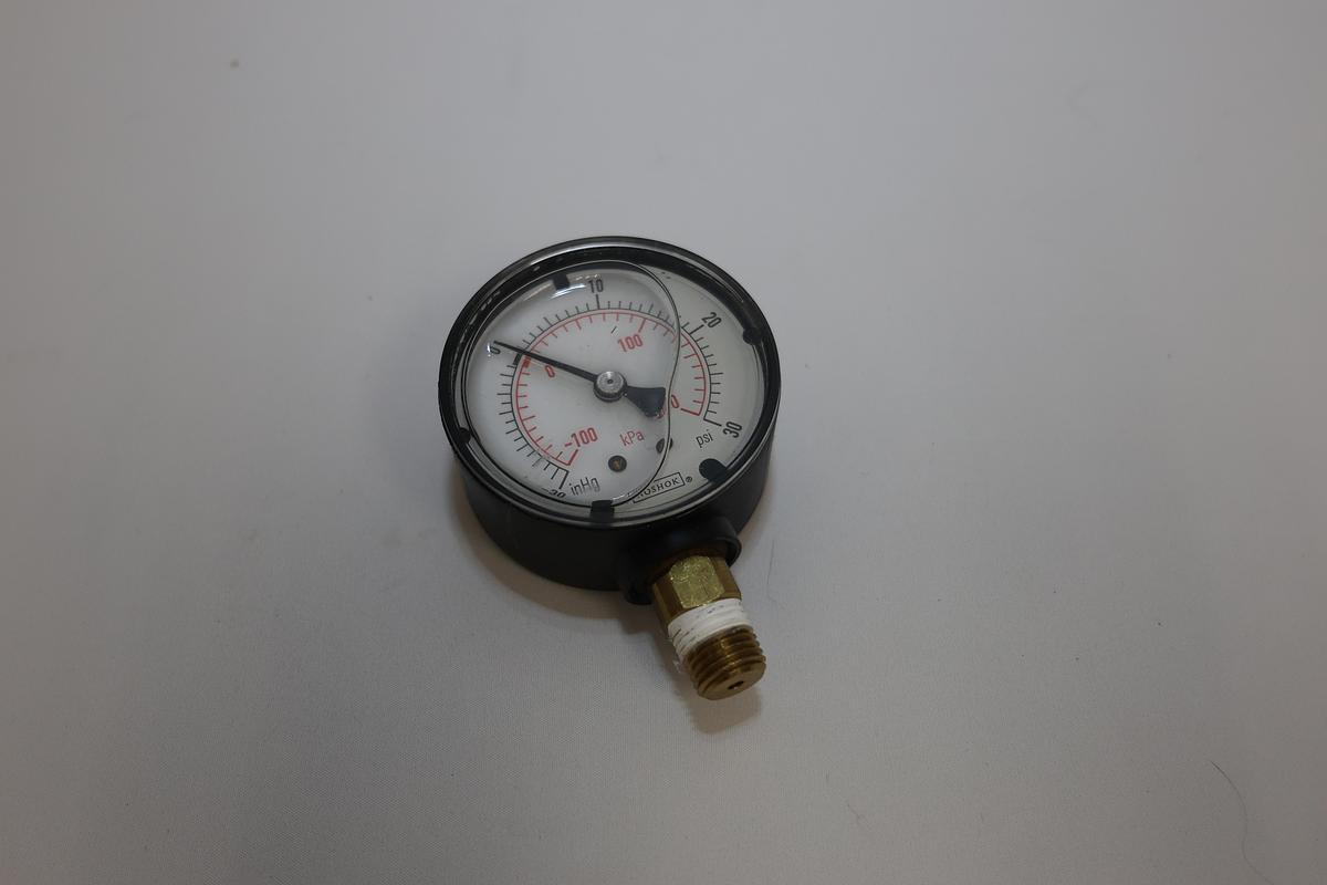 Used NOSHOK Liquid Filled Compound Pressure Vacuum Gauge -30 inHg to 30 PSI
