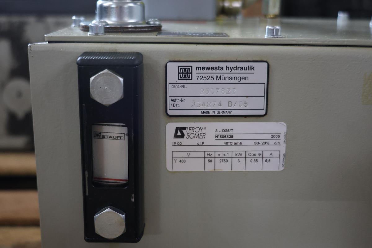 Used Mewesta Hydraulik Hydraulic Power Unit HPU 400V 3kW Accumulator 2750RPM