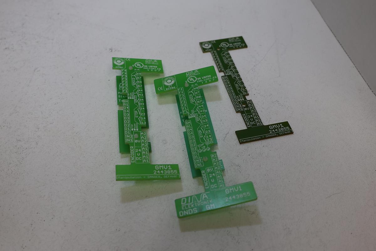 Used Dina Elektronik OEM Industrial Safety Label / Front Panel Decal P/N 2443855 Machine Sticker Lot of 3