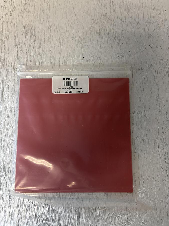 Used (Lot of 5) ThorLabs LF3D - 6" x 6" Diamond Lapping (Polishing) Sheets 3 µm Grit GHA-178