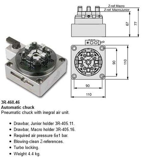 Used  System 3R OEM 3R-460.46 Pneumatic Table Chuck MacroCombi GH108