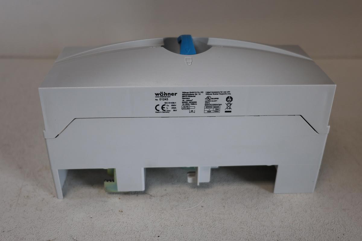 Used Wöhner 01243 Connecting Terminal Plate – 3 Pole Industrial Busbar Power Distribution USED GHA-184