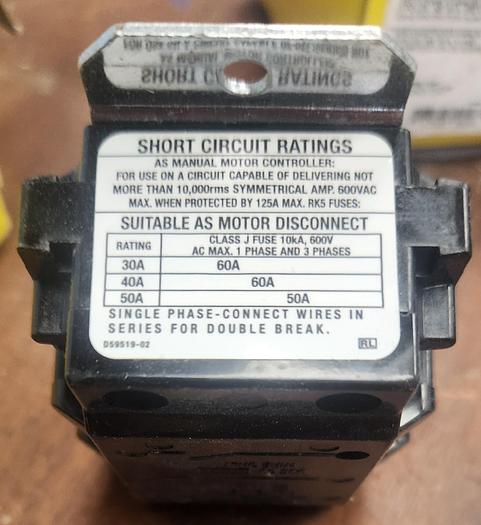 Hubbell HBL7832D Manual Motor Switch 30A 600VAC 2 Pole - GHA-118