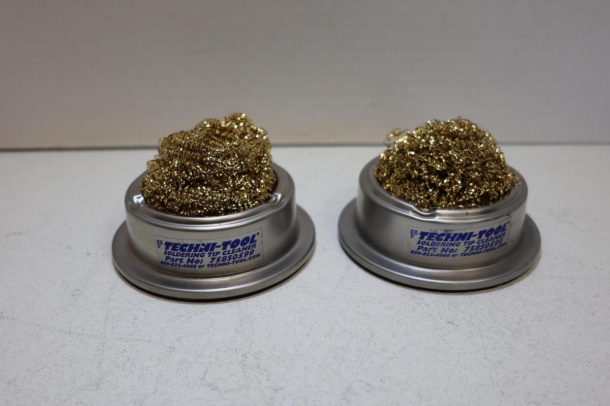 Used Lot of 2 Techni-Tool Soldering Tip Cleaners Brass Wool Holder TT85059