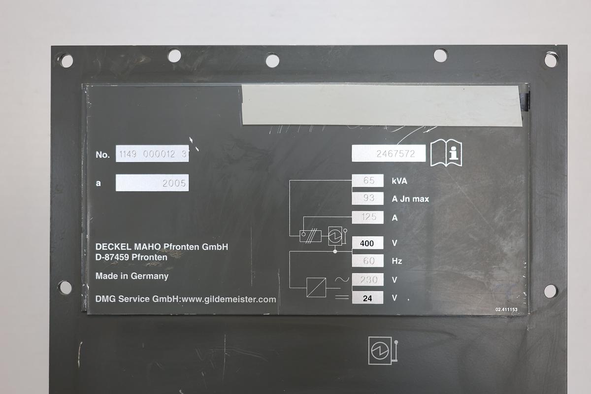 Used DMG Deckel Maho Machine Power Distribution Control Panel Assembly 400V 