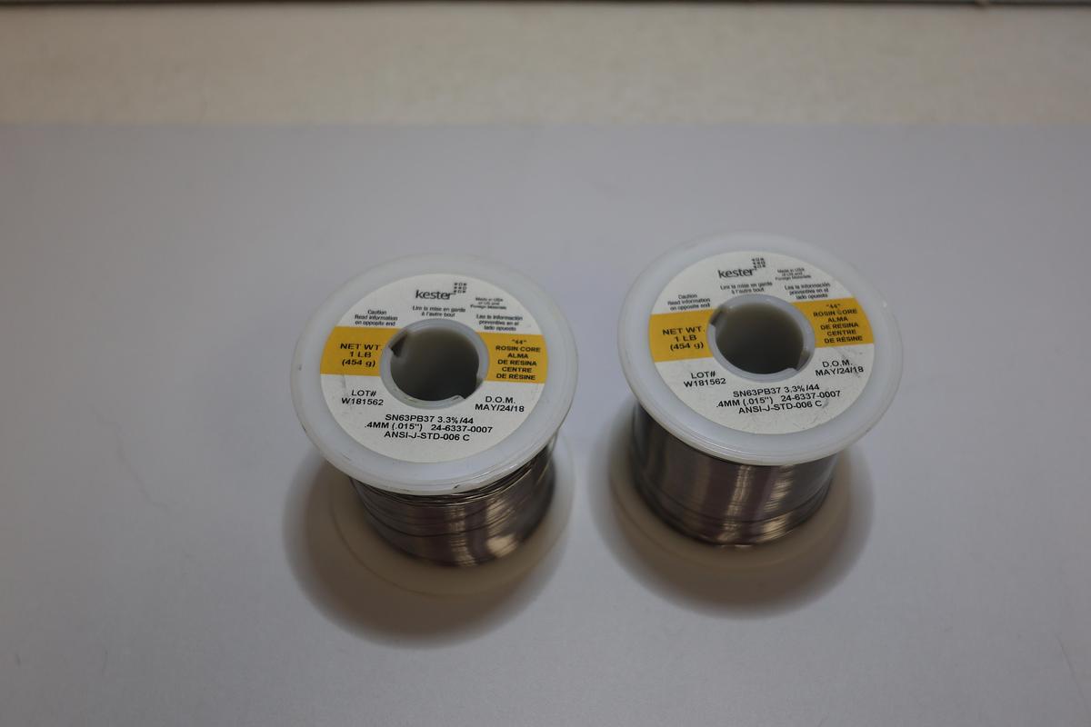 Used Kester 44 Rosin Core Solder SN63PB37 .015" 1lb Spools Lot of 2
