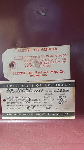 Used Precise Rockwell Electric Jig Grinder 1158 45,000RPM GH505