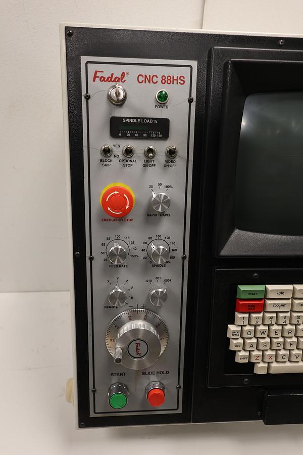 Used Fadal CNC 88HS Control Panel Operator Console CRT Keyboard Emergency Stop GHA-12