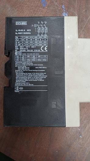 Used Telemecanique GV3-M63 Variable Motor Starter 600V 50HP 40-63A 3 PH - GHA-131